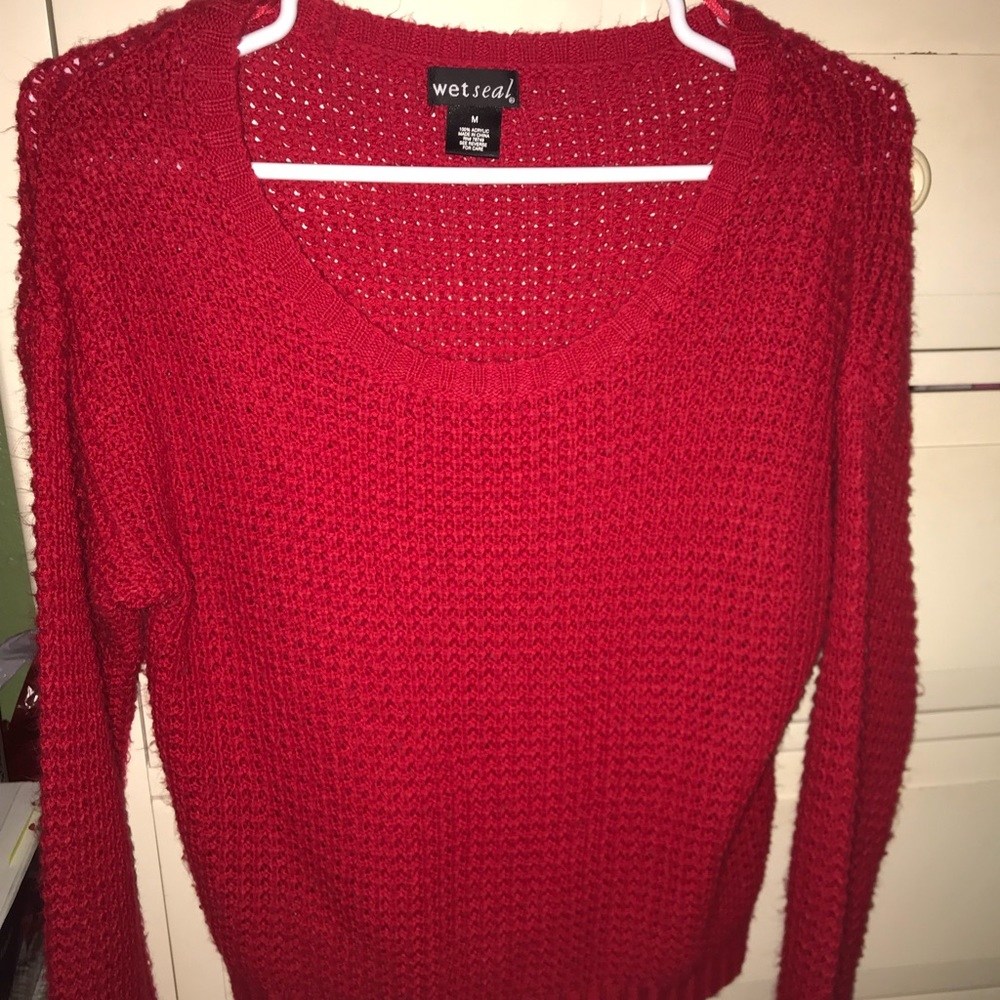 Red knitted sweater
